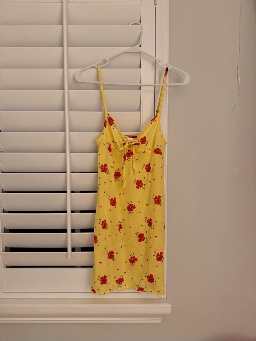 Yellow Floral Tie-Front Slip Dress